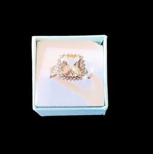 Green amethyst and 14k gold ring